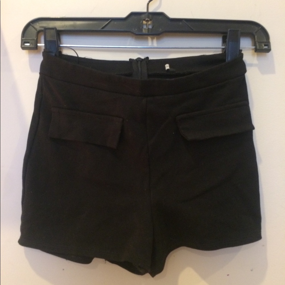 black spandex/polyester high waist shorts